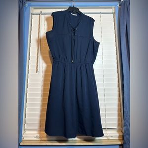Woman’s plus size navy sleeveless dress